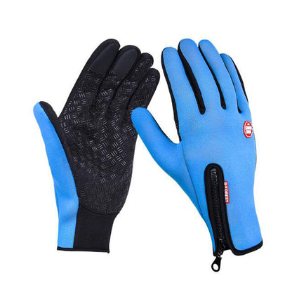 Winter Gloves Touch Screen Riding Motorcycle Sliding Waterproof Sports Gloves With Fleece Men dealsniper-net Sky blue L