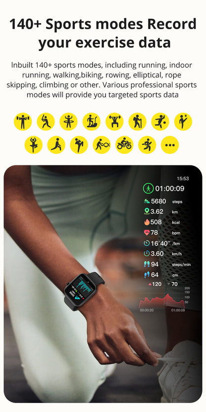 Sports Heart Rate Meter Step IP67 Waterproof Full Screen Smart Watch Jewelry Gym From House