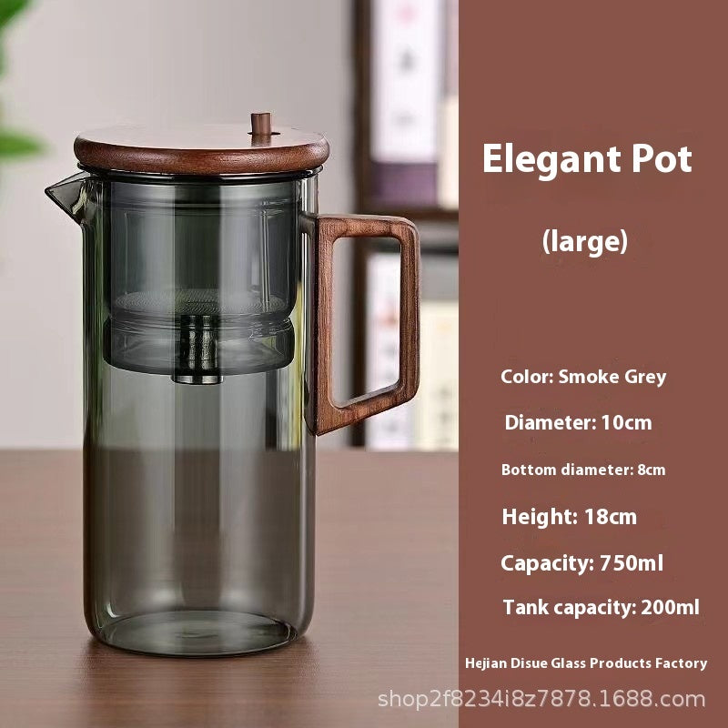 Borosilicate Full Glass Liner Tea Water Separation Tea Set Kitchen DealSniper.net 750ml Elegant Cup Smoky Gray