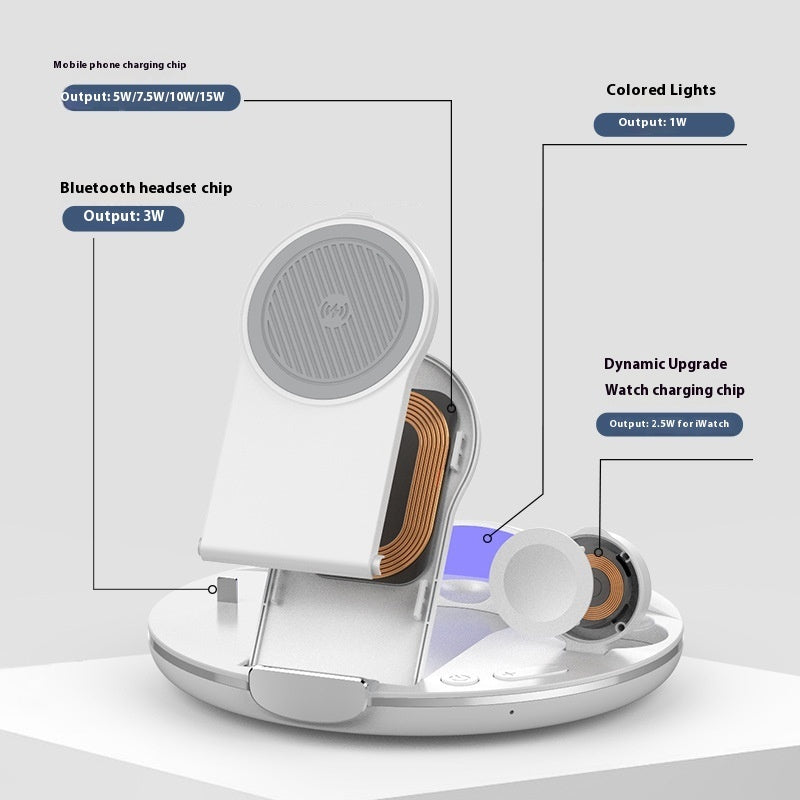 Folding Three-in-one Wireless Charger Vertical Desktop Phone Holder Electronics DealSniper.net