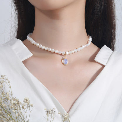 Round Medal Pearl Necklace Irregular Pearl Deals dealsniper-net