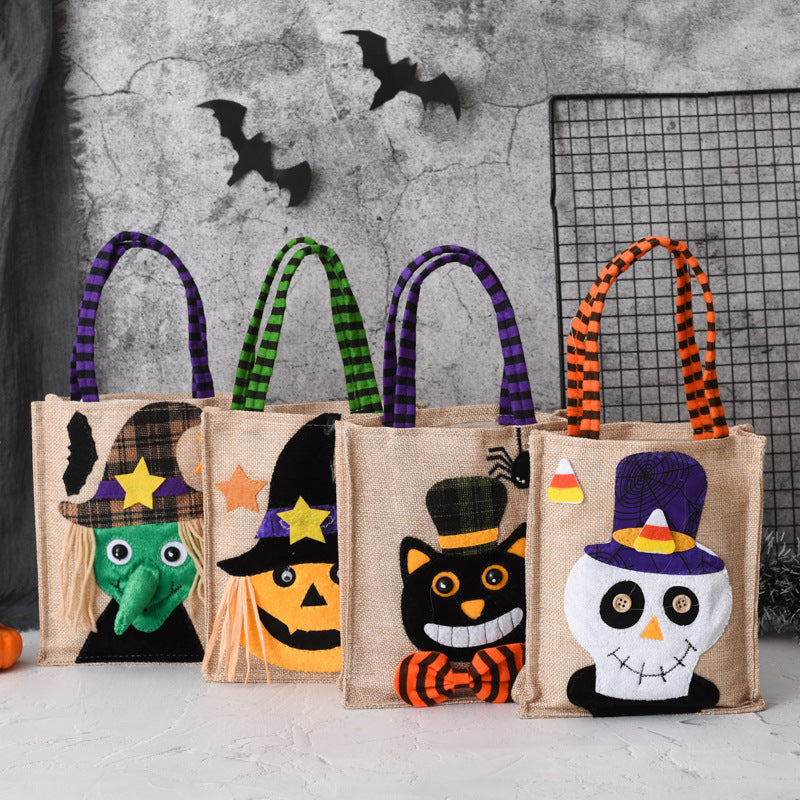 Halloween Candy Tote Bag For Kids Funny Creative Witch Skull Kids Gym From House