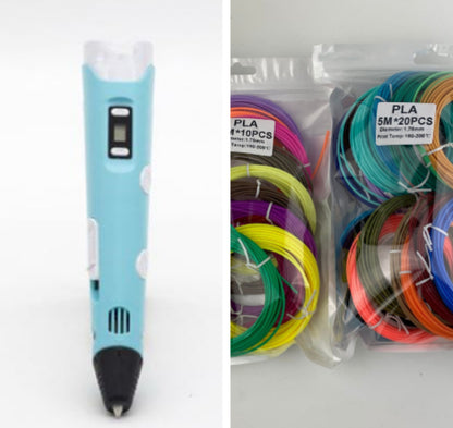 3D print pen 3D pen two generation graffiti 3D stereoscopic Kids dealsniper-net BLUE 5m 20 colors USB