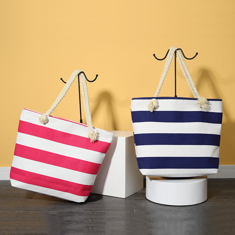 Striped Beach Bag Casual Large Capacity Women Shoulder Bags Women DealSniper.net