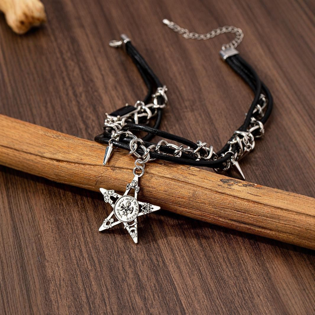 Y2k Rivets Skull Stars Pendants Necklaces Hot Girls Gothic Punk Jewelry Gym From House
