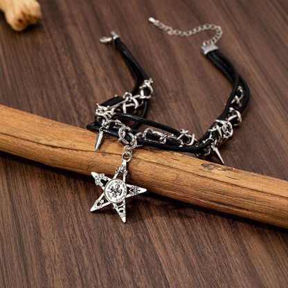 Y2k Rivets Skull Stars Pendants Necklaces Hot Girls Gothic Punk Jewelry Gym From House