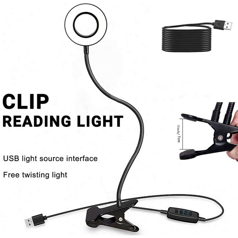 Clip On Desk Lamp LED Flexible Arm USB Dimmable Study Reading Table Night Light Home dealsniper-net