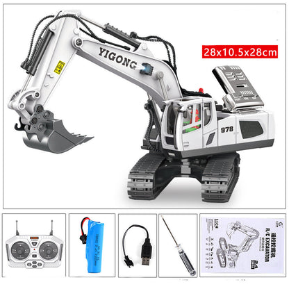 Children's Simple Alloy Charging Excavator Toy Car Kids DealSniper.net White BC1043