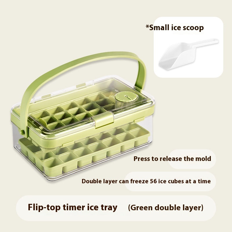 Food Grade Ice Maker Double-layer Push-type Silicone Ice Tray Kitchen dealsniper-net Green Double Layer