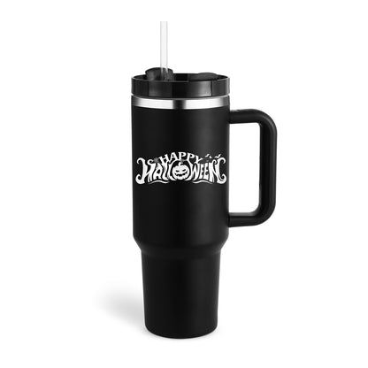 Valentines Day Gift Thermal Mug 40oz Straw Coffee Insulation Cup Holidays dealsniper-net Halloween Cream black 1200ML