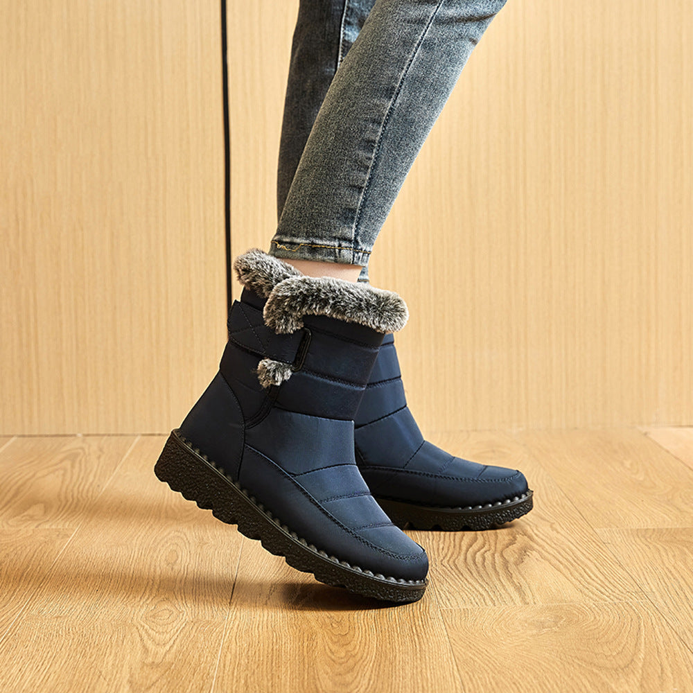 Snow Boots Winter Warm Hook And Loop Fastener Plush Shoes Women null