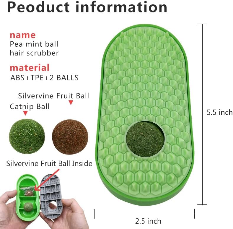 Catnip Toys Balls That Stick On Wall Pet Massage Brush Cat Toy Ball Pets Gym From House Green