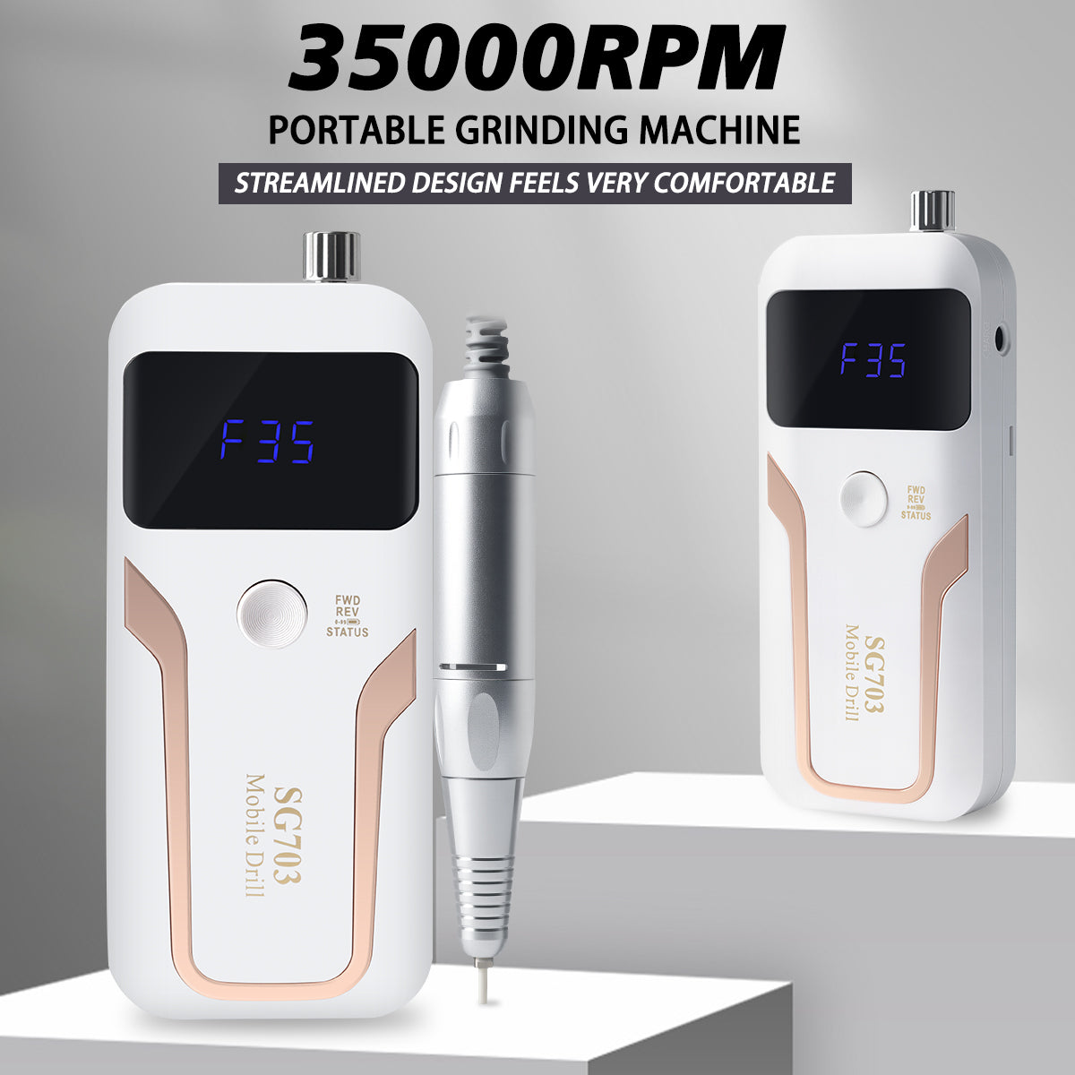 Portable Nail Drill Professional 35000 RPM, Rechargeable Electric Nail Beauty dealsniper-net