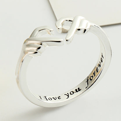 Romantic Heart Hand Hug Fashion Ring For Women Couple Jewelry Gifts