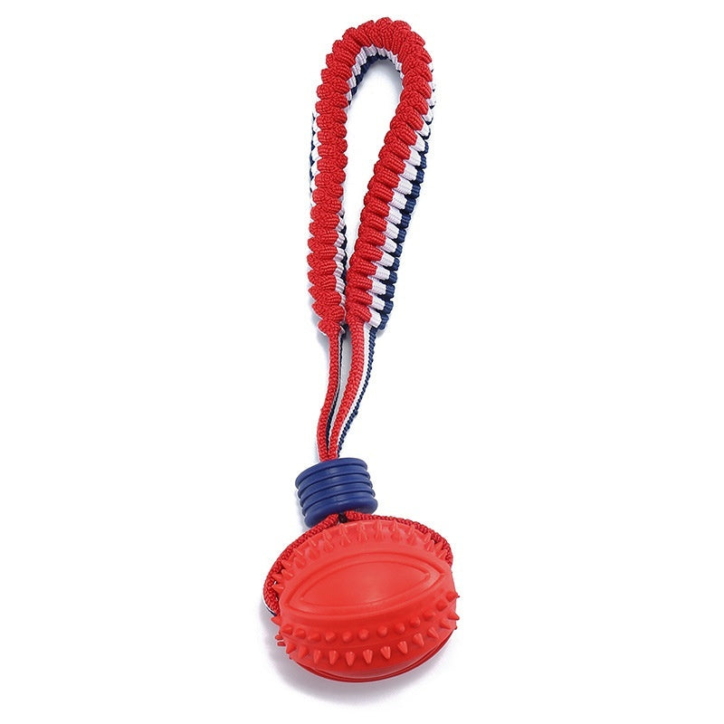 Interactive Dog Toy Ball Interactive Teether With Rope Dog Ball Pets dealsniper-net Rugby Red