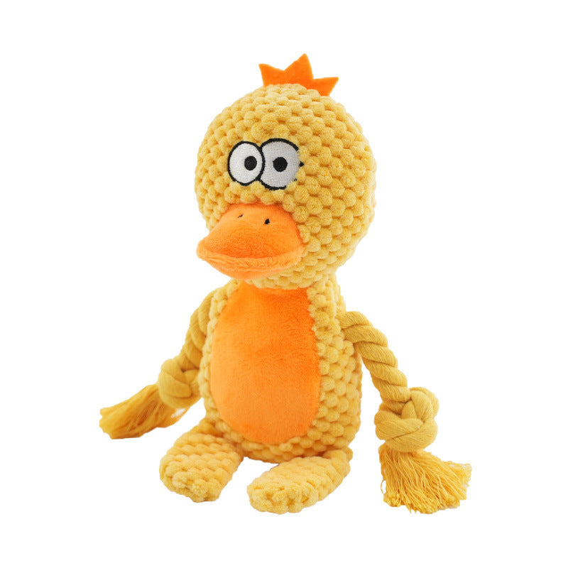 Pet Plush Sound Cotton Rope Toys Interactive Tug Of War Training Pets DealSniper.net Duck