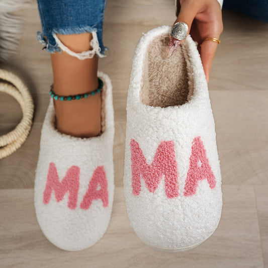 Warm And Cozy MAMA Christmas Gift Plush Cotton Slippers Women dealsniper-net White 38to39