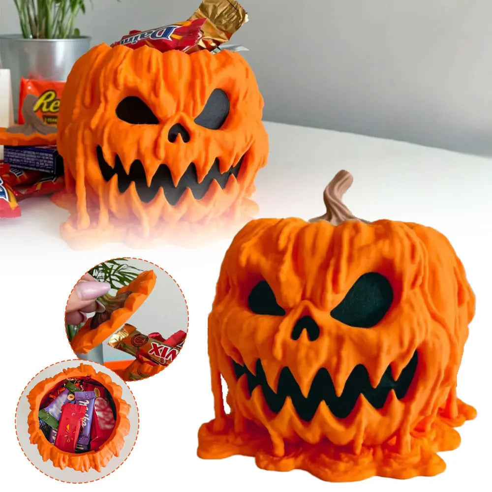 Melting Halloween Pumpkin Candy Bowl With Lid Holidays DealSniper.net
