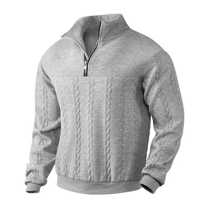 Men's Jacquard Fall Winter Long-sleeved Warm Pullover Men Gym From House Light Gray L