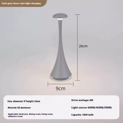 Portable Rechargeable Aluminum Table Lamp Bedroom Bedside Ambience Light Home Decor Gym From House Dark Gray