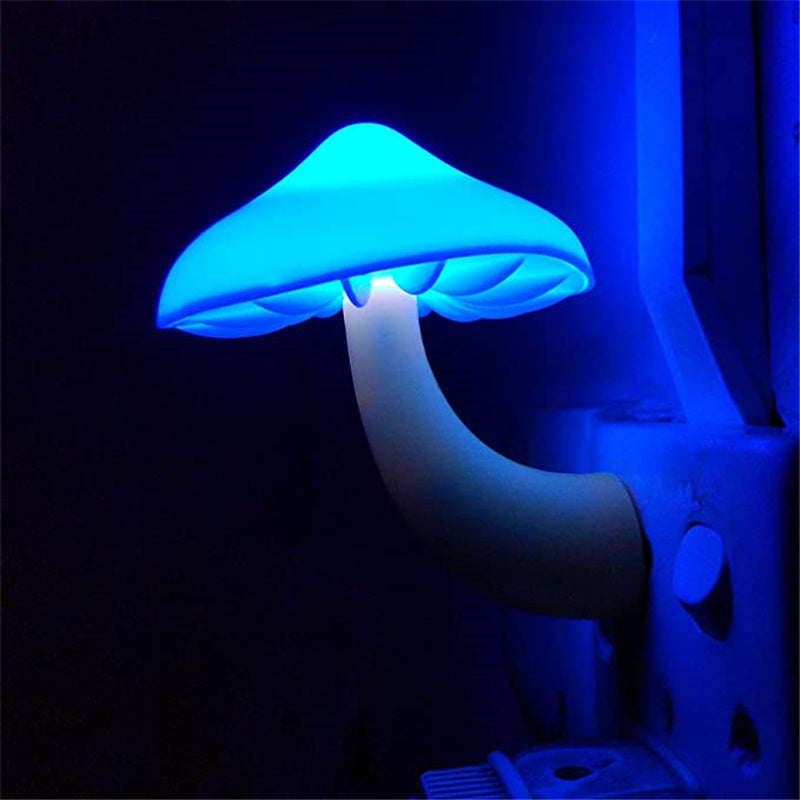 LED Night Light Mushroom Wall Socket Lamp EU US Plug Warm White Home dealsniper-net