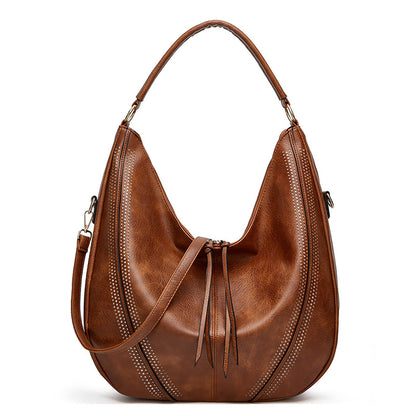 New Trend Retro Large Capacity Tote Shoulder Bag Tassel Women Gym From House Brown 1PCS