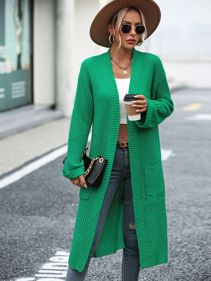 New Women's Solid Color Knitwear Women's Coat Sweater Women Gym From House Green L