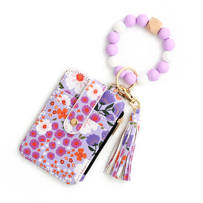 Women's Floral Print Leather Card Bag Women dealsniper-net 6 Light Purple