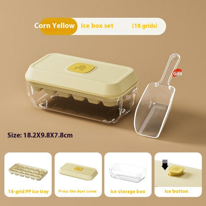 32 Grid Silicone Ice Cube Tray Mould With Lid Shovel Storage Box Kitchen DealSniper.net Corn Yellow Small Size