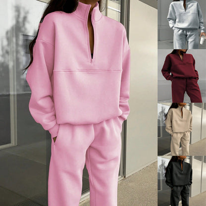 Long-sleeved Sports Sweatshirt Suit Fashion Stand-up Collar Women DealSniper.net