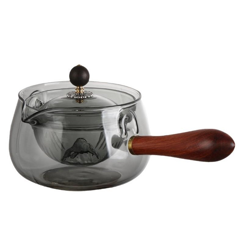 Semi-automatic Tea Making With Infuser And Wooden Handle Kitchen dealsniper-net Grey