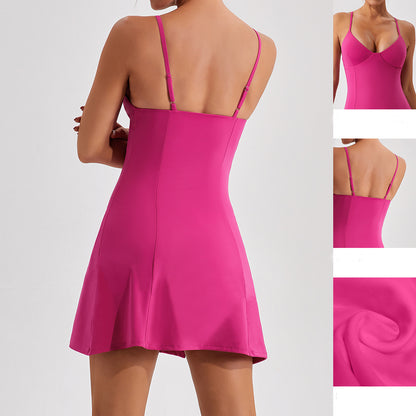 Ladies New Siamese Tennis Skirt Yoga Dress Women Gym From House