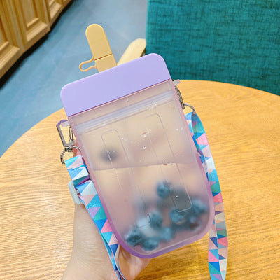 Summer Children's Water Cup Baby Portable Cup Straw Kitchen DealSniper.net Purple 300ml