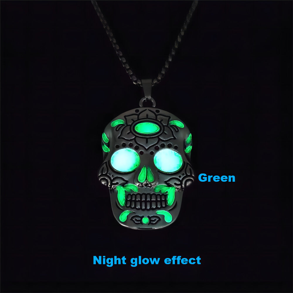 Halloween Luminous Skull Necklace With Day Of The Dead