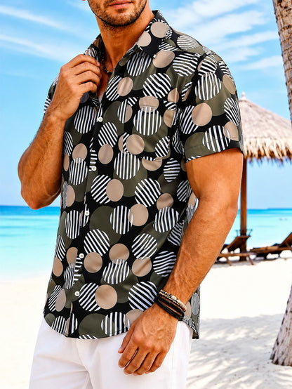 Trendy Men's Resort Wear All-Over Tropical Print Button-Up Shirt Men Gym From House