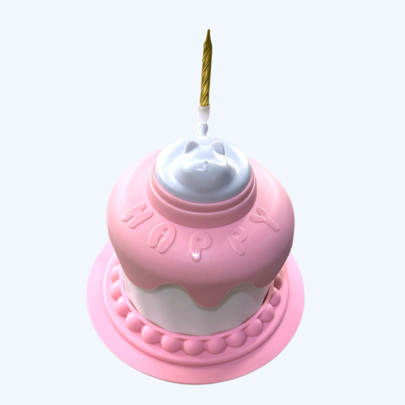 Multifunctional Cake Shape Cat Toy Creative Pet Feeding Bowl Pets dealsniper-net Dog Pink Cake Bowl 13x11x9.5cm