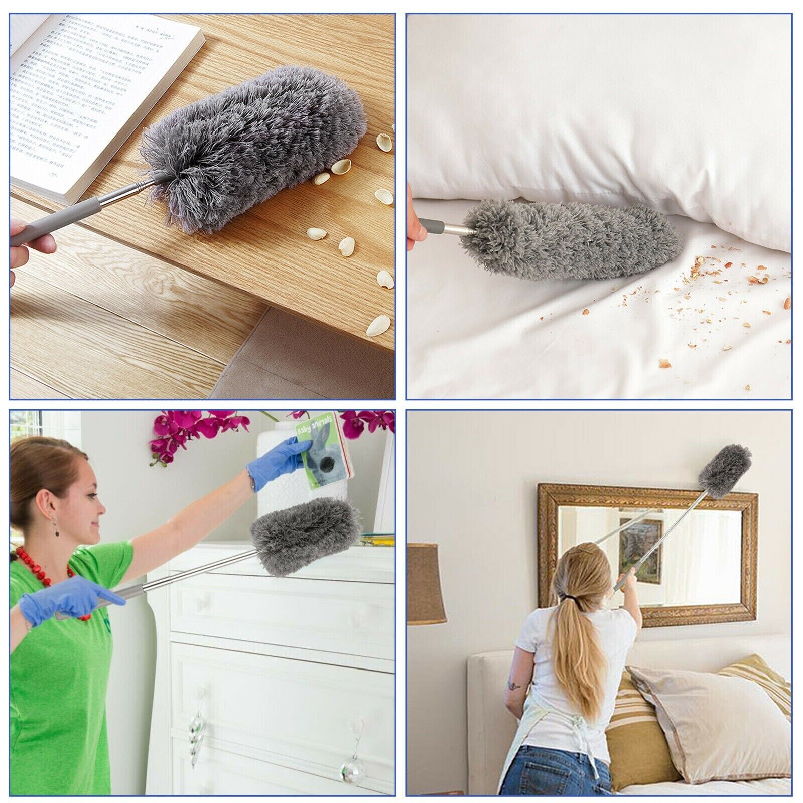 Adjustable Soft Microfiber Feather Duster Dusting Brush Household Cleaning Tool Home dealsniper-net