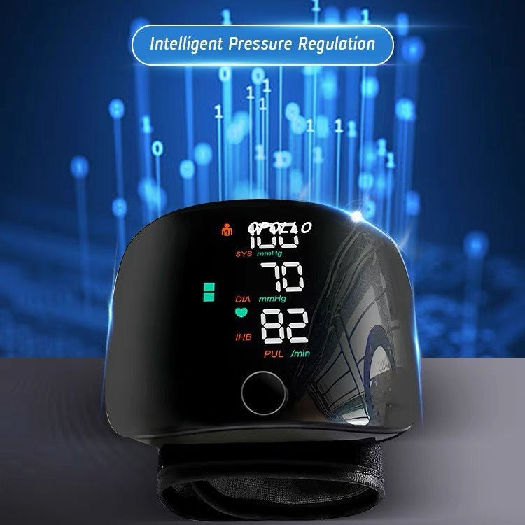 Wrist Sphygmomanometer Rechargeable Blood Pressure Meter Wrist Health Gym From House Wrist Black Russian Voice USB