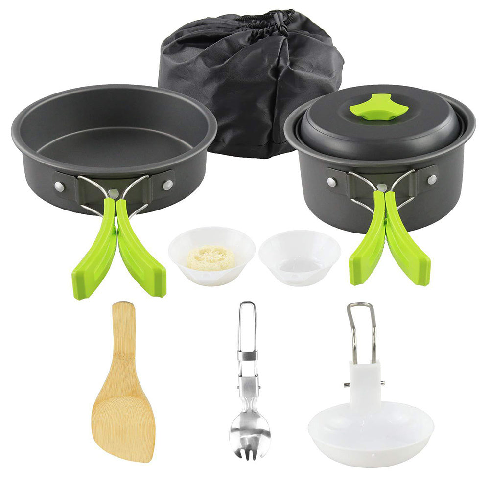 Camping Cookware Kit Outdoor Cooking Set Hiking Picnic Outdoor DealSniper.net Green B Set