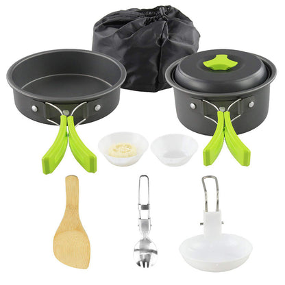Camping Cookware Kit Outdoor Cooking Set Hiking Picnic Outdoor DealSniper.net Green B Set