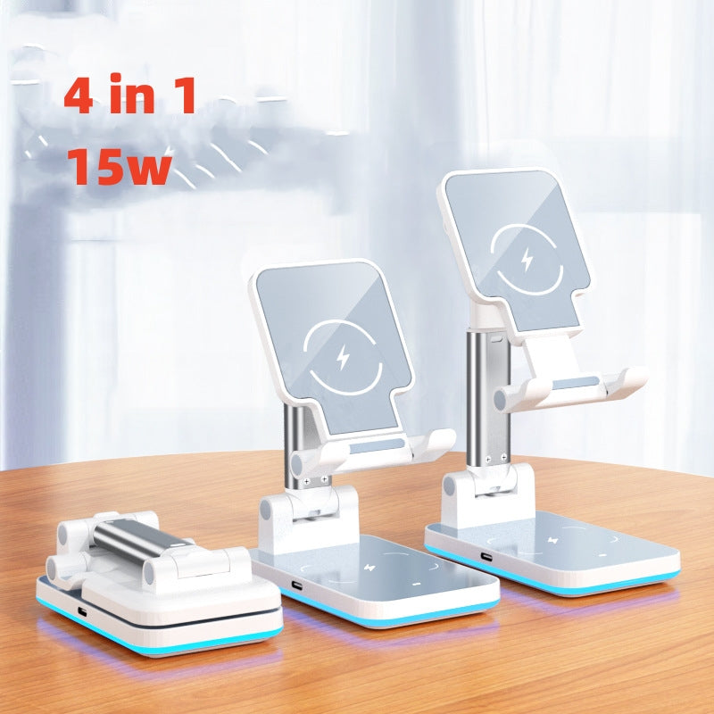 Mobile Phone Holder Desktop Wireless Charging Gadgets Gym From House White 4in1 15W
