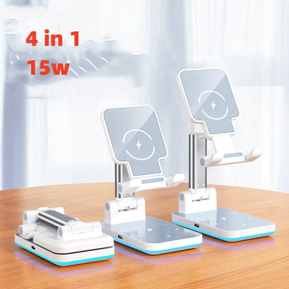Mobile Phone Holder Desktop Wireless Charging Gadgets Gym From House White 4in1 15W