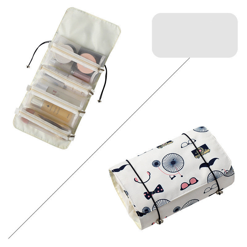 Four In One Mesh Cosmetic Foldable Carry On Toiletry Bag Deals DealSniper.net White