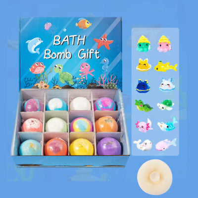 Kids Bath Bombs With Toys Gift Set Kids DealSniper.net 12 pieces shower puff Set
