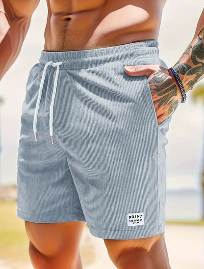 Lace-up Drawstring Shorts Summer Corduroy Sports Short Pants Mens Clothing Men dealsniper-net 2XL Light Gray 1PC