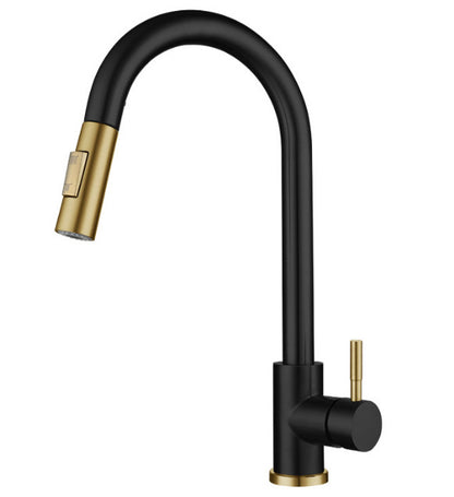 Stainless Steel Kitchen Pull-out Retractable Faucet Kitchen dealsniper-net Black Gold