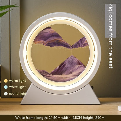 Quicksand Painting Hourglass Decoration Small Night Lamp Atmosphere Gift Home Decor DealSniper.net Dry Battery Plug In Type White Frame Purple Sand