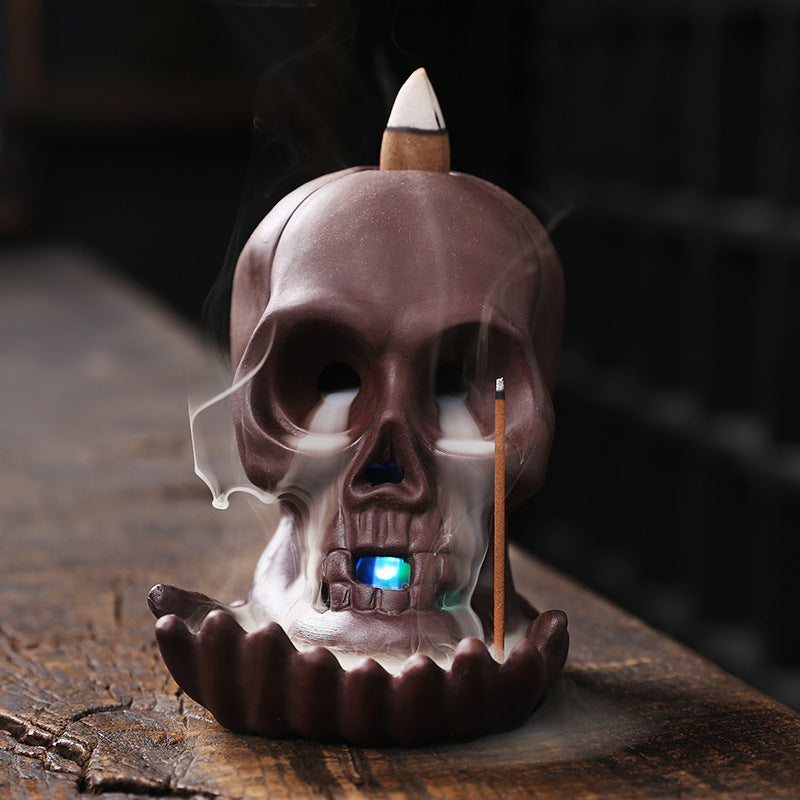 Skull Head Halloween Home Decoration Backflow Incense Burner Home Decor dealsniper-net