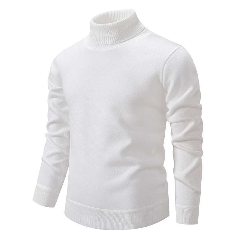 Men's Turtleneck Pullover Sweater Fashion Solid Color Fleece Men Gym From House