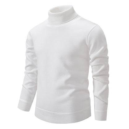 Men's Turtleneck Pullover Sweater Fashion Solid Color Fleece Men Gym From House
